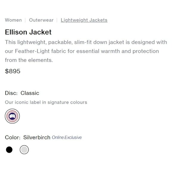 Canada Goose Ellison Jacket 2209L Lightweight Packable Coat Womens L New w/o Tag - Picture 13 of 16